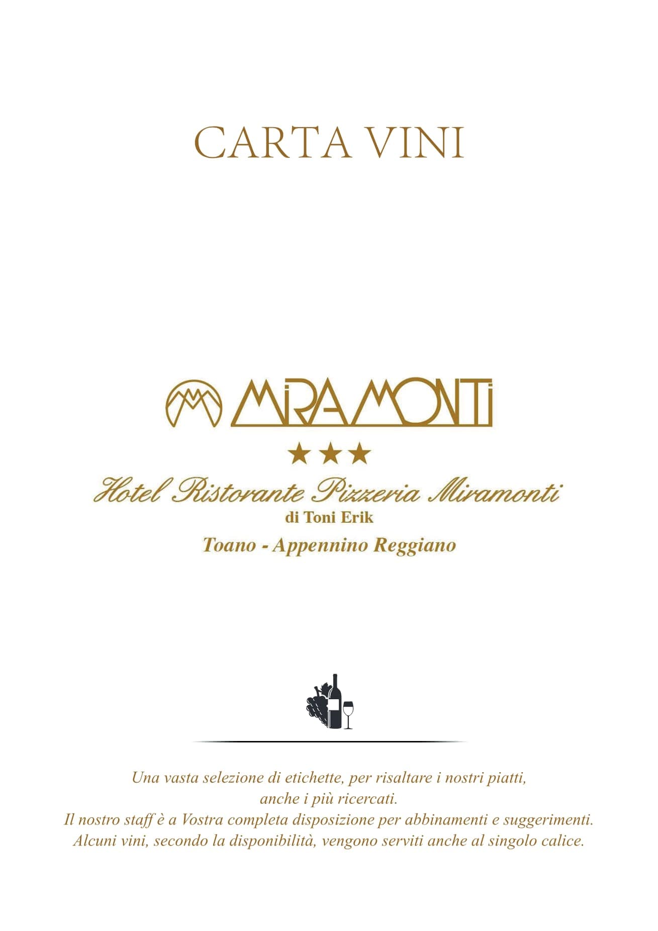 Carta dei vini Miramonti — copertina