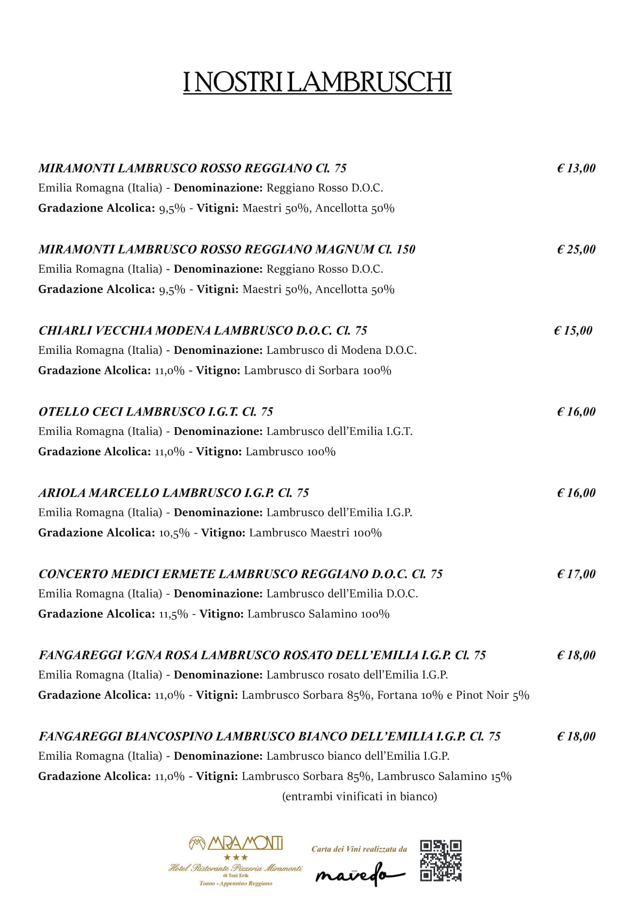 Carta dei vini Miramonti — pagina 2